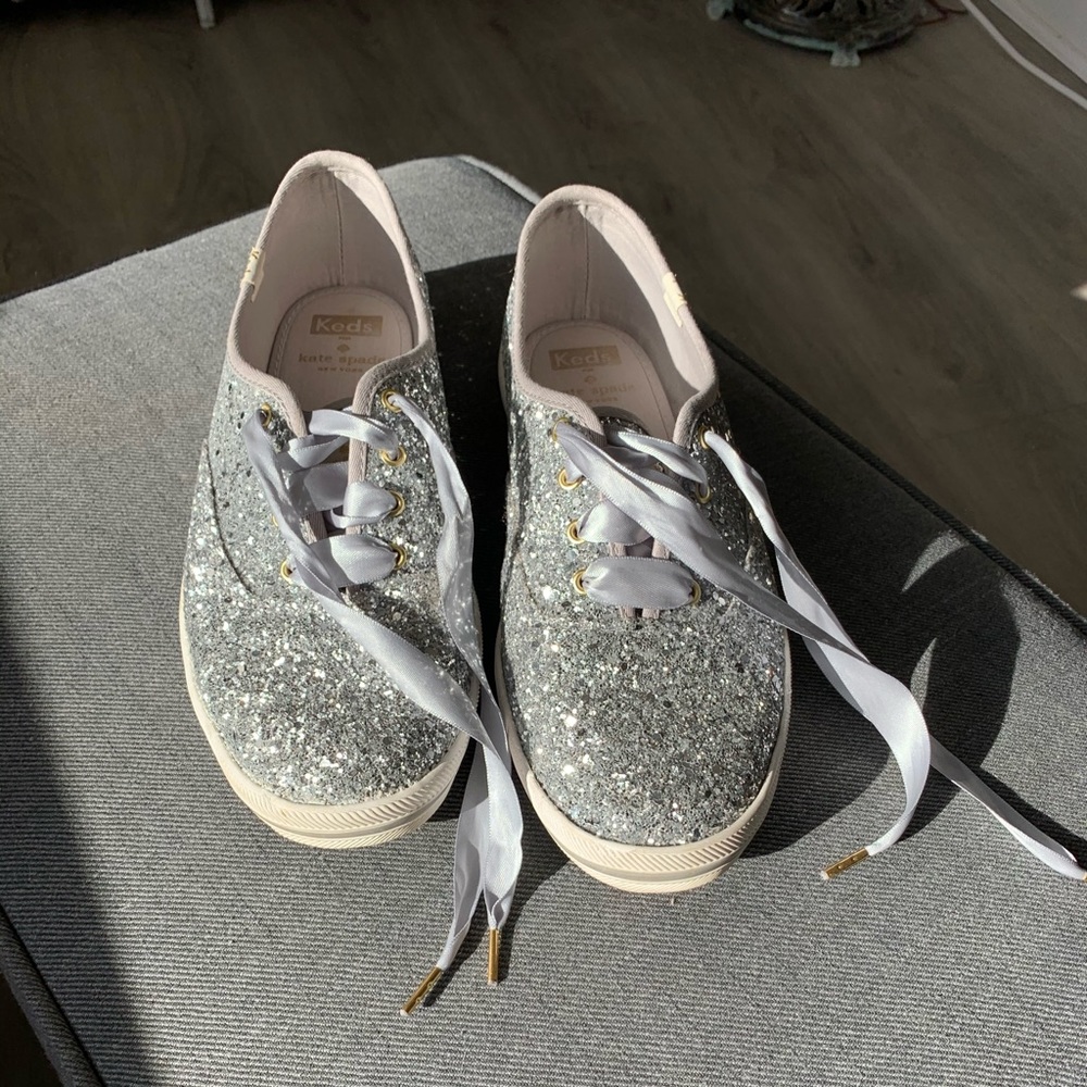 Keds/ Kate Spade silver glitter shoe